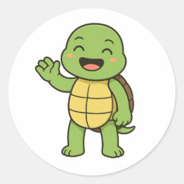 Happy turtle ronde sticker