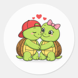 Happy turtles in love ronde sticker