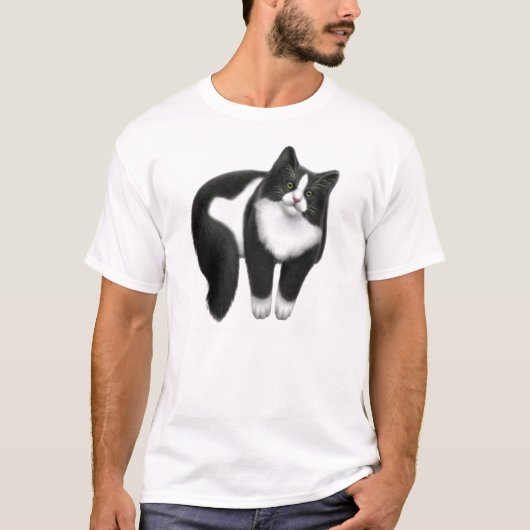 Happy Tuxedo Cat T-Shirt (Voorkant)