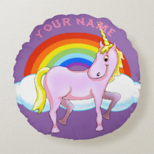 Happy Unicorn Pillow () Rond Kussen