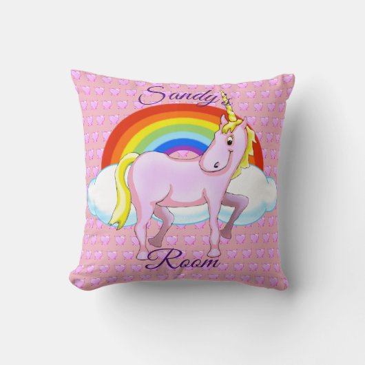 Happy Unicorn Square Pillow Kussen (Voorkant)