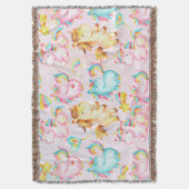 Happy Unicorns Pattern-Unicorn Love in Pink Deken (Voorkant Verticaal)