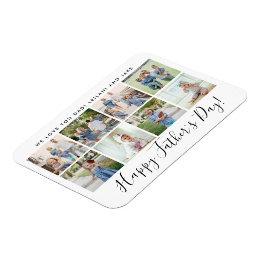 Happy Vaderdag 8 Photo Collage Custom White Magneet (Linkerzijde)