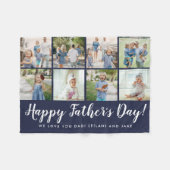 Happy Vaderdag 8 Photo Collage Navy Fleece Deken (Voorkant (Horizontaal))