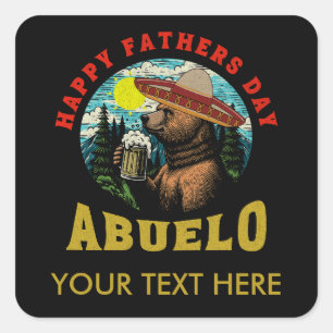 Happy Vaderdag Abuelo Bier Mok Beer Sombrero Vierkante Sticker