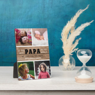 Happy Vaderdag Best Papa 4 Photo Collage Wood Fotoplaat