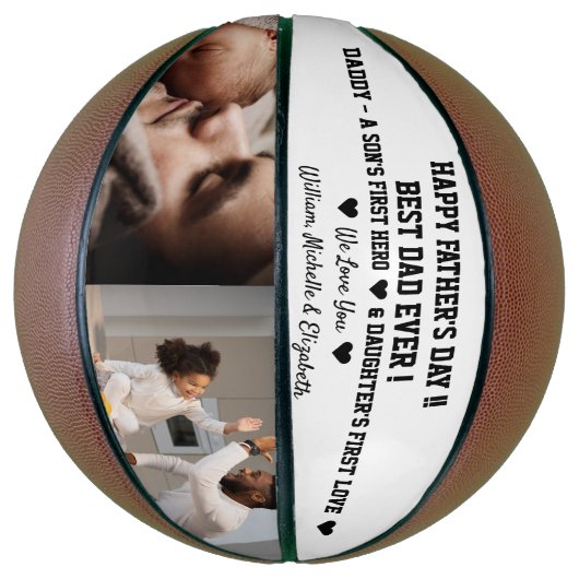 Happy Vaderdag Beste pap ooit aangepaste fototekst Basketbal (Verticaal)