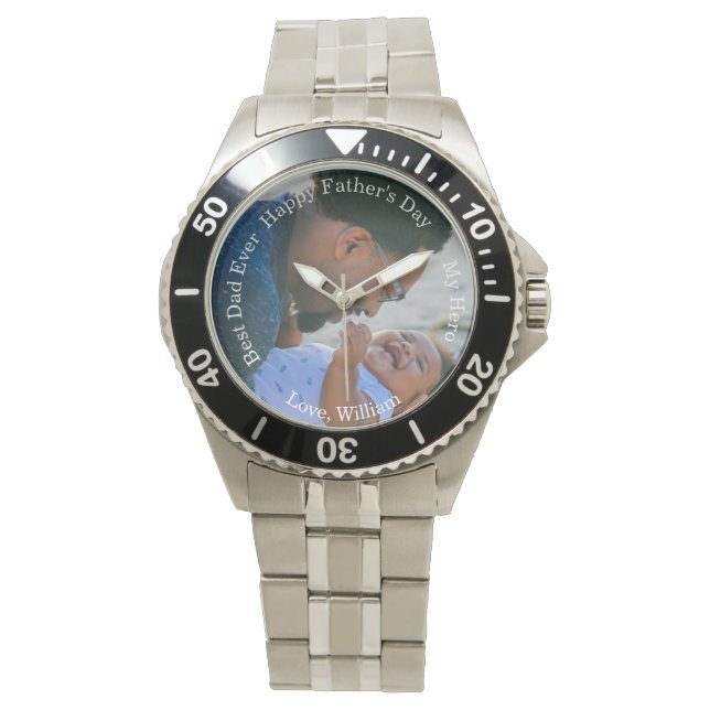 Happy Vaderdag Beste vader ooit Aangepaste fototek Horloge (Voorkant)