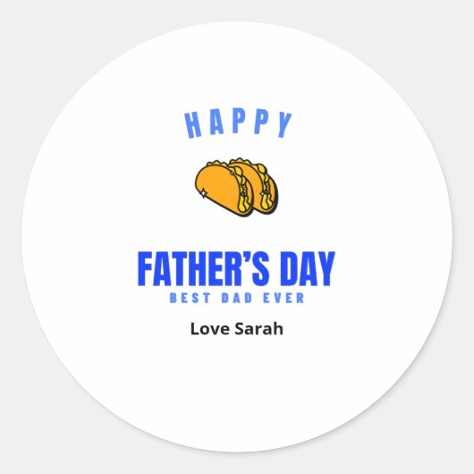Happy Vaderdag Beste vader ooit grappny Taco Ronde Sticker (Voorkant)