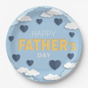 Happy Vaderdag blue harten in de lucht Papieren Bordje
