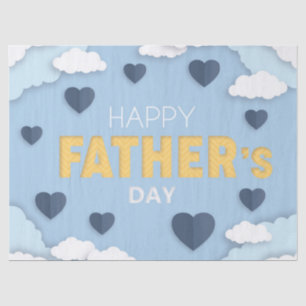 Happy Vaderdag blue harten in de lucht Tissuepapier