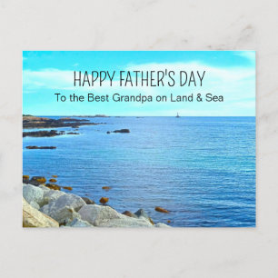 Happy Vaderdag Blue Ocean Photo Azure Sky Feestdagenkaart