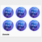 Happy Vaderdag Blue Roos Ronde Sticker (Vel)