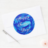 Happy Vaderdag Blue Roos Ronde Sticker (Envelop)