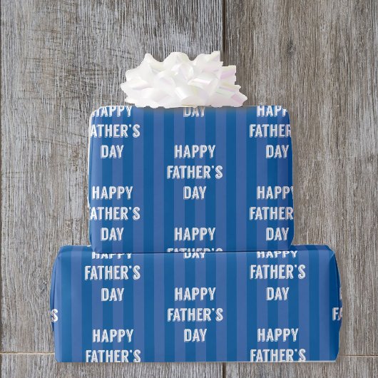 Happy Vaderdag Blue Stripe Cadeaupapier