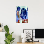 Happy Vaderdag Blue Tulips Poster (Thuiskantoor)