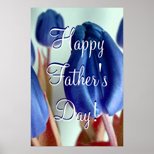 Happy Vaderdag Blue Tulips Poster (Voorkant)