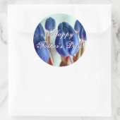 Happy Vaderdag Blue Tulips Ronde Sticker (Tas)