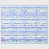 Happy Vaderdag Blue Waterverf Stripes Cadeaupapier (Vlak)