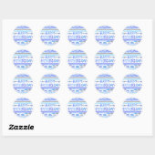 Happy Vaderdag Blue Waterverf Stripes Ronde Sticker (Vel)