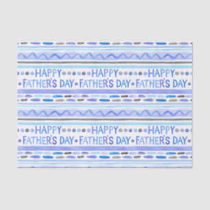 Happy Vaderdag Blue Waterverf Stripes Tissuepapier