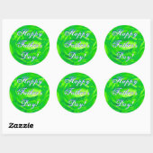 Happy Vaderdag Bright Green Roos Ronde Sticker (Vel)