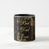 Happy Vaderdag Calligrafie Goud Confetti Zwart Mok (Midden)