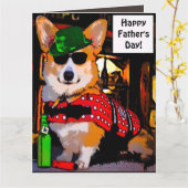 Happy Vaderdag Corgi Kaart (Gele Bloem)