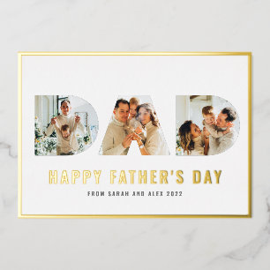 Happy Vaderdag DAD 3 Photo Gold Foil Kaart