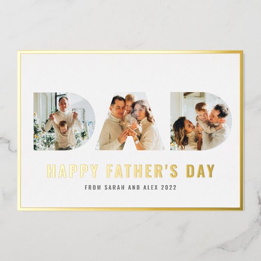 Happy Vaderdag DAD 3 Photo Gold Foil Kaart (Voorkant)