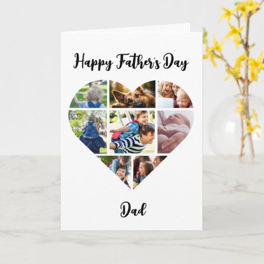 Happy Vaderdag Dad Hartvormige Fotokaart Kaart (Gele Bloem)