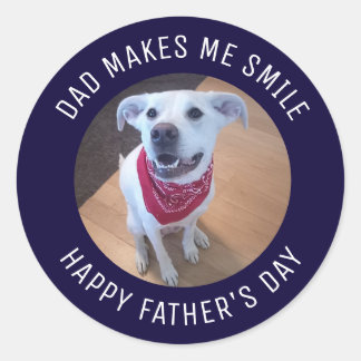 Happy Vaderdag Dad laat me glimlachen Hondenfoto Ronde Sticker