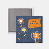 Happy Vaderdag Denim Pattern Magneet (Voorkant / Achterkant)