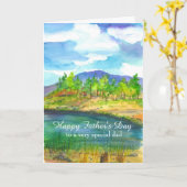 Happy Vaderdag Desert Mountain Lake Kaart (Gele Bloem)