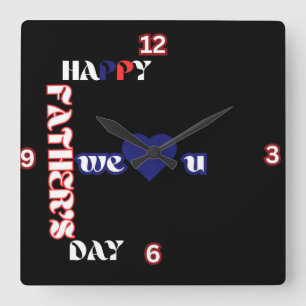 Happy Vaderdag F-Formation Square Wall Clock Vierkante Klok