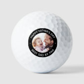 Happy Vaderdag foto zwarte grens Golfballen (Voorkant)