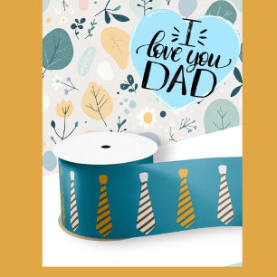 Happy Vaderdag Geel en Blauwgroen blauw stropdas Lint