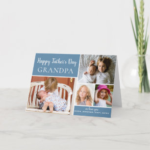 Happy Vaderdag Grandpa Photo Collage Blue Card Kaart