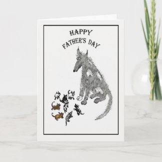 Happy Vaderdag, grijze hond en jongen, grappig Kaart