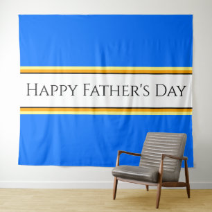 HAPPY VADERDAG Helder Blauw Wit Strepen Tekst Wandkleed