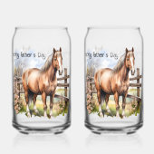 Happy Vaderdag Horse Fence weide Blikvorm Glas (Achterkant)