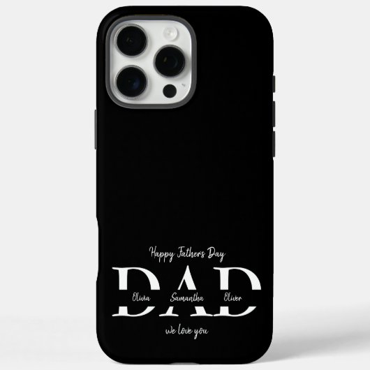Happy Vaderdag iPhone Case met de namen van Kinder (Achterkant)