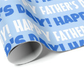 Happy Vaderdag Light Blue-achtergrondkleur Cadeaupapier (Rol Hoek)