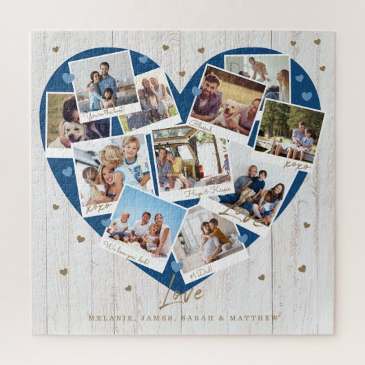 Happy Vaderdag Love Heart Shape Photo Collage Legpuzzel (Verticaal)