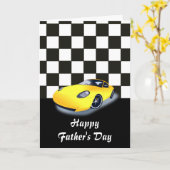 Happy Vaderdag met raceauto naar papa Kaart (Gele Bloem)
