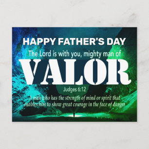 Happy Vaderdag MIGHTY MAN VAN VALOR Judges 6:12 Briefkaart