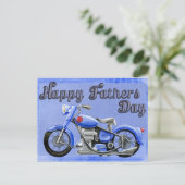 Happy vaderdag motorfiets briefkaart op blauw (Staand voorkant)