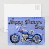 Happy vaderdag motorfiets briefkaart op blauw (Voorkant / Achterkant)