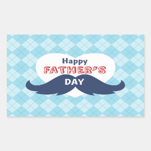 Happy Vaderdag Mustache en Heart Rechthoekige Sticker