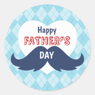 Happy Vaderdag Mustache en Heart Ronde Sticker